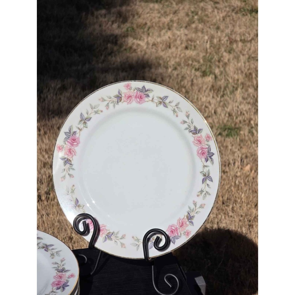 Norleans China Trellis Pink Rose Floral Dinnerware Set 30 Piece Japan Gold Rim